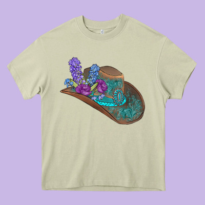 Cowboy Hat Heavy Core Tee Designed By Adodesignshop