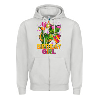 Dove Grey 4th birthday girl t rex pink Zipper Hoodie - CowGirlArtShop
