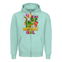 Seafoam 4th birthday girl t rex pink Zipper Hoodie - CowGirlArtShop