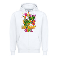 White 4th birthday girl t rex pink Zipper Hoodie - CowGirlArtShop