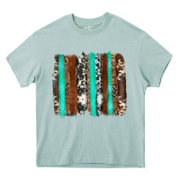 Arona western cowhide wood and turquoise glitter brushstrokes Heavy Core Tee - Artiststas