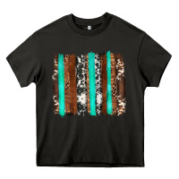 Asphalt western cowhide wood and turquoise glitter brushstrokes Heavy Core Tee - Artiststas