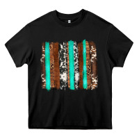 Black western cowhide wood and turquoise glitter brushstrokes Heavy Core Tee - Artiststas
