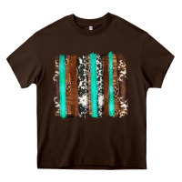 Chocolate Brown western cowhide wood and turquoise glitter brushstrokes Heavy Core Tee - Artiststas