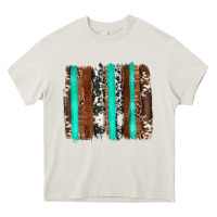 Cream western cowhide wood and turquoise glitter brushstrokes Heavy Core Tee - Artiststas