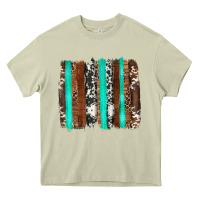 Mossy western cowhide wood and turquoise glitter brushstrokes Heavy Core Tee - Artiststas