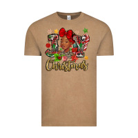 Vintage Coffee christmas joy black woman Vintage Tee - MaliasSmallBusiness