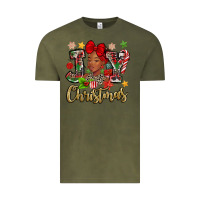 Vintage Olive christmas joy black woman Vintage Tee - MaliasSmallBusiness