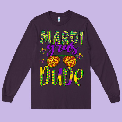 Mardi Gras Dude Long Sleeve Tee Designed By Artiststas