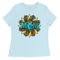 Baby Blue sunflower mom leopard Ladies Tee - Artiststas
