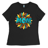 Black sunflower mom leopard Ladies Tee - Artiststas