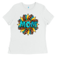 White sunflower mom leopard Ladies Tee - Artiststas