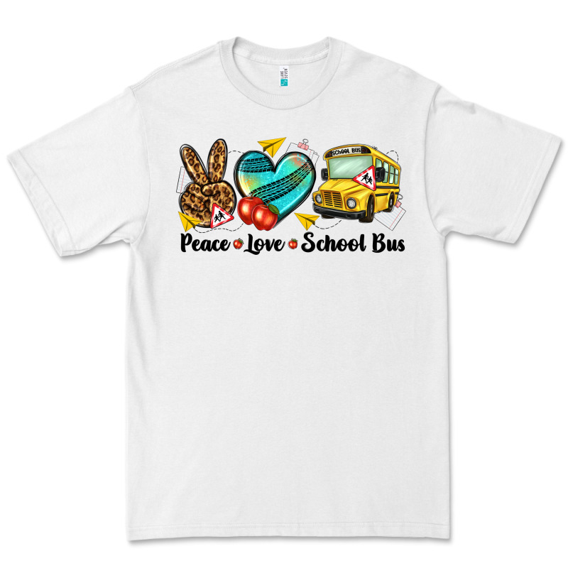 Peace Love School Bus Premium Tee by NancyCooperArtShop | Teevron