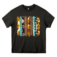 Asphalt western cowhide leopard turquoise brushstrokes Heavy Core Tee - Artiststas