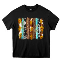 Black western cowhide leopard turquoise brushstrokes Heavy Core Tee - Artiststas