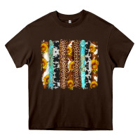 Chocolate Brown western cowhide leopard turquoise brushstrokes Heavy Core Tee - Artiststas