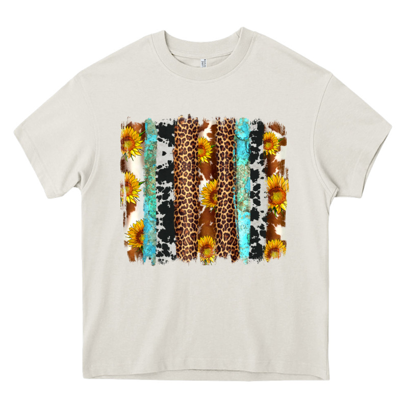 Western Cowhide Leopard Turquoise Brushstrokes Heavy Core Tee by Artiststas | Teevron