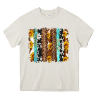 Cream western cowhide leopard turquoise brushstrokes Heavy Core Tee - Artiststas