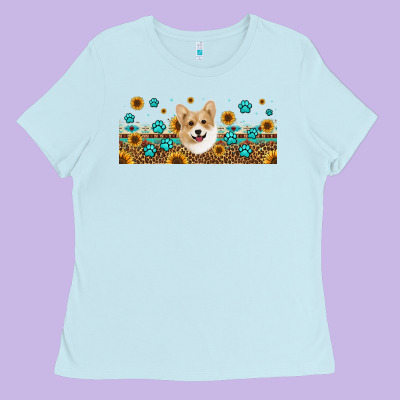 Western Corgi Dog Ladies Tee Designed By Jasminsmagicworld