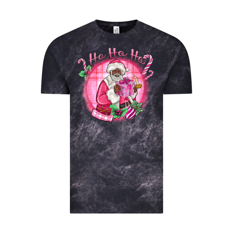 Ho Ho Ho Pink Black Santa Christmas Vintage Tee by MaliasSmallBusiness | Teevron