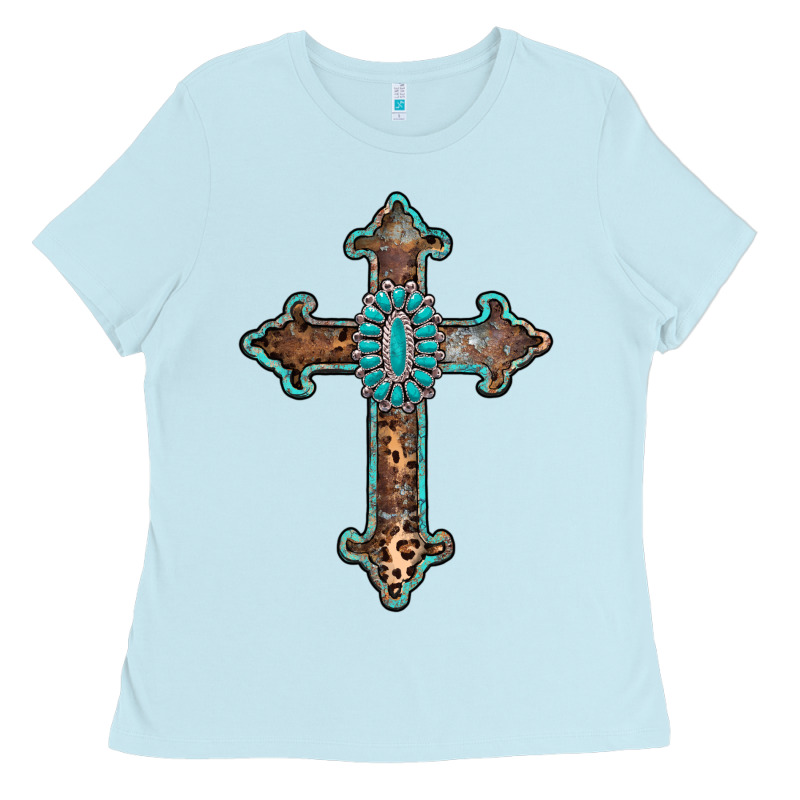 Turquoise Cross Ladies Tee by AdoDesignShop | Teevron