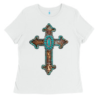 White turquoise cross Ladies Tee - AdoDesignShop