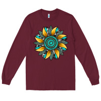 Burgundy sunflower gemstone leopard Long Sleeve Tee - Artiststas