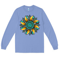 Colony Blue sunflower gemstone leopard Long Sleeve Tee - Artiststas
