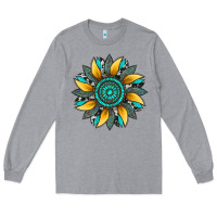 Heather Grey sunflower gemstone leopard Long Sleeve Tee - Artiststas