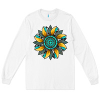 White sunflower gemstone leopard Long Sleeve Tee - Artiststas