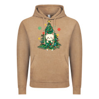 Vintage Coffee christmas tree cat Vintage Hoodie - MaliasSmallBusiness