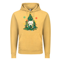 Vintage Mustard christmas tree cat Vintage Hoodie - MaliasSmallBusiness