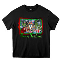Black merry christmas western bull skull Heavy Core Tee - AdoDesignShop