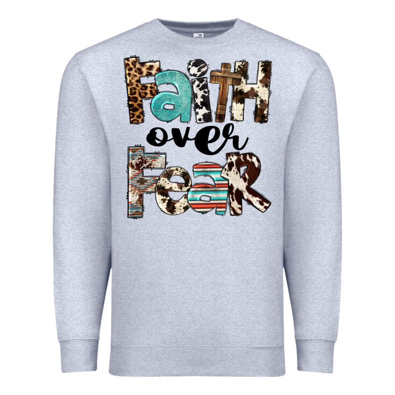 Western Faith Over Fear Premium Sweatshirt by FaDigitalArtStudio | Teevron
