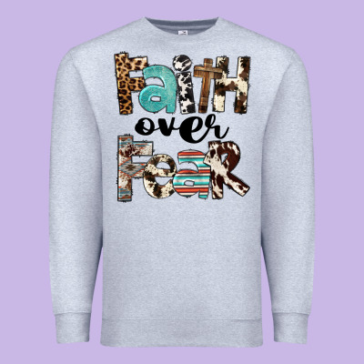 Western Faith Over Fear Premium Sweatshirt Designed By Fadigitalartstudio
