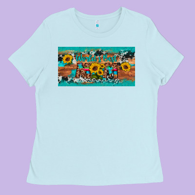 World's Best Mom Sunflower License Plate Ladies Tee Designed By Artiststas