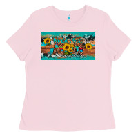 Bubblegum Pink world's best mom sunflower license plate Ladies Tee - Artiststas
