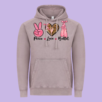 Peace Love Ballet Vintage Hoodie Designed By Nancycooperartshop