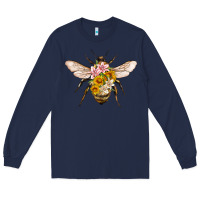Navy bee with flowers Long Sleeve Tee - Artiststas