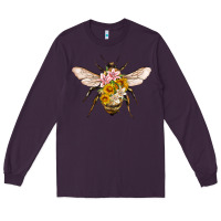 Plum bee with flowers Long Sleeve Tee - Artiststas