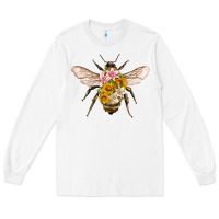 White bee with flowers Long Sleeve Tee - Artiststas