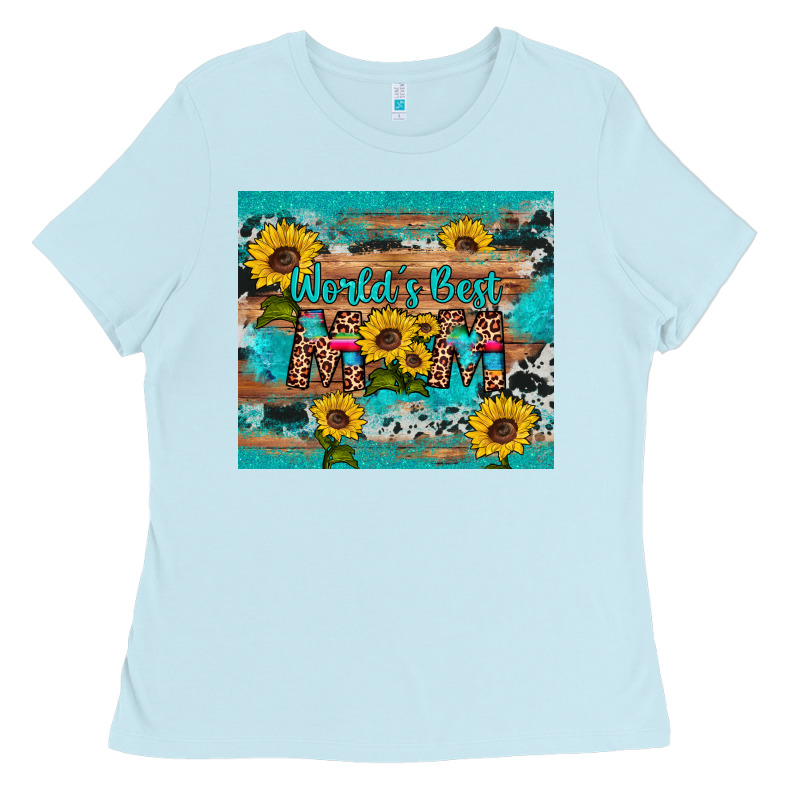 World's Best Mom Sunflower Leopard Cowhide Ladies Tee by Artiststas | Teevron