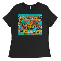 Black world's best mom sunflower leopard cowhide Ladies Tee - Artiststas
