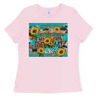 Bubblegum Pink world's best mom sunflower leopard cowhide Ladies Tee - Artiststas