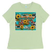 Matcha world's best mom sunflower leopard cowhide Ladies Tee - Artiststas