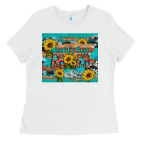 White world's best mom sunflower leopard cowhide Ladies Tee - Artiststas