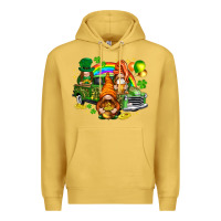 Antique Gold St. Patrick's Day gnomies with truck Premium Hoodie - HowdyJamesFarm