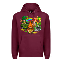 Burgundy St. Patrick's Day gnomies with truck Premium Hoodie - HowdyJamesFarm