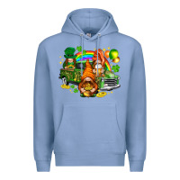 Colony Blue St. Patrick's Day gnomies with truck Premium Hoodie - HowdyJamesFarm
