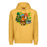Mustard St. Patrick's Day gnomies with truck Premium Hoodie - HowdyJamesFarm